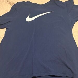 Nike Navy Blue Short-Sleeve Tee with White Swoosh